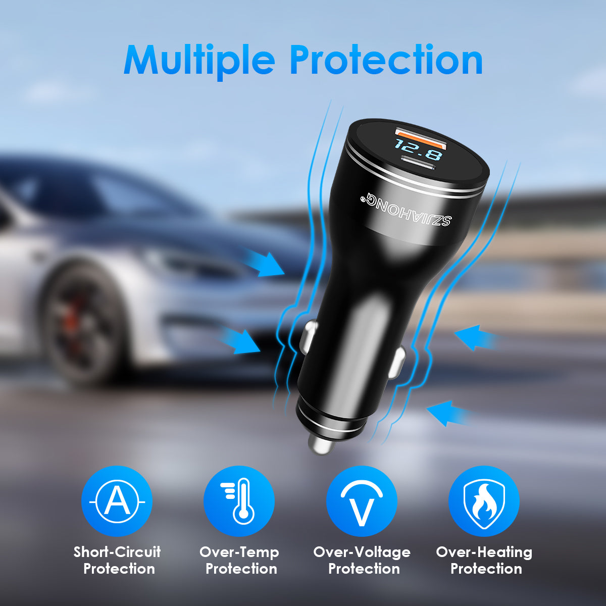 Super Fast PD165W Car Charger Set | Cigarette Lighter Fast Charger for Android, Laptops, MacBook, iPad, iPhone, Samsung, Xiaomi, Huawei