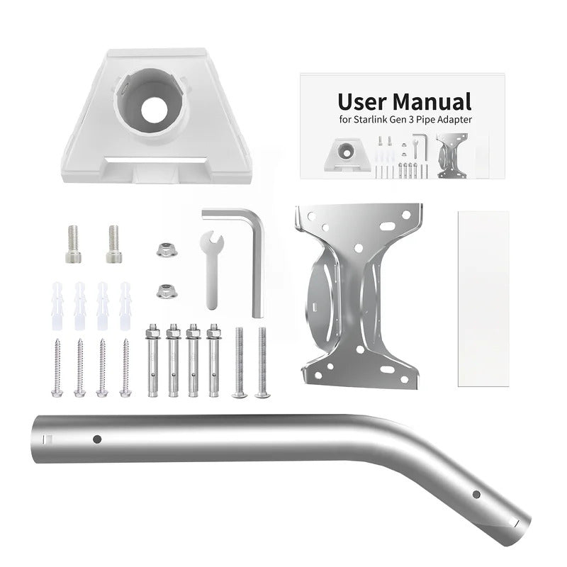 Starlink Gen 3 Roof & Wall Mount Kit | Adjustable Pipe Adapter for Starlink Standard Dishy