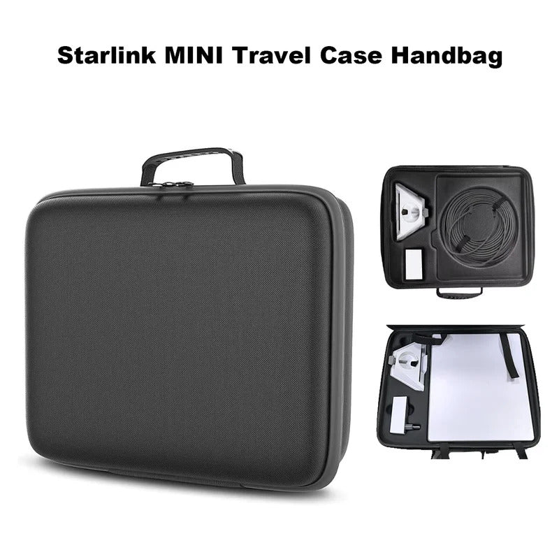 Starlink Mini Travel Case | Portable Handbag with Carbon Fiber PU Fabric | Waterproof Hard Carrying Case for Satellite Antenna