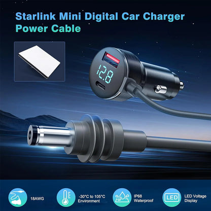 Starlink Mini Digital Car Charger Power Cable with USB and USB - C - All - in - One Mobile Charging Solution