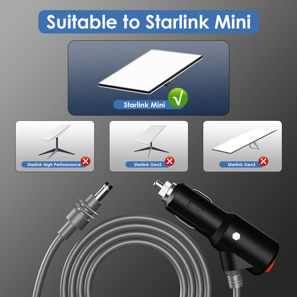 Starlink Mini Car Cigarette Lighter to DC Cable - All - in - One Mobile Power Link