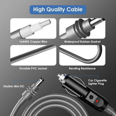Starlink Mini Cigarette Lighter Plug to DC Cable - Mobile Power Solution