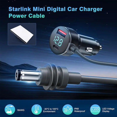 Starlink Mini Digital Car Charger Power Cable with USB and USB - C - All - in - One Mobile Charging Solution
