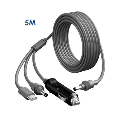 For Starlink Mini 3-in-1 DC Power Cable | Waterproof Extension Cord with USB-C, Cigarette Lighter Plug, and DC Male