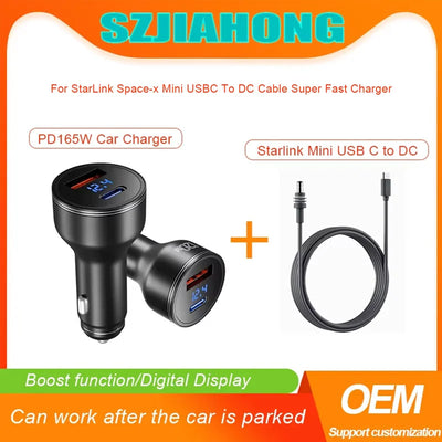 For Starlink Mini PD165W Super Fast Charger | USB-C to DC Cigarette Lighter Power Adapter for Starlink SpaceX Mini