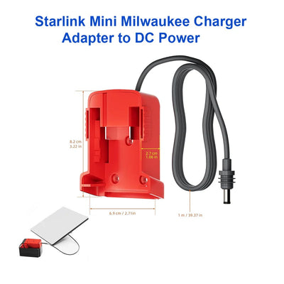 Starlink Mini Power Cable for Milwaukee Battery | 18AWG Cable with Milwaukee Charger Adapter to DC Power | Plug and Play