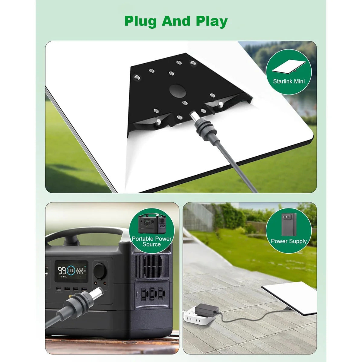Starlink Mini DC Power Charging Cable | Waterproof 18AWG DC to DC Power Cord (5.5 * 2.1mm) | Plug and Play Adapter