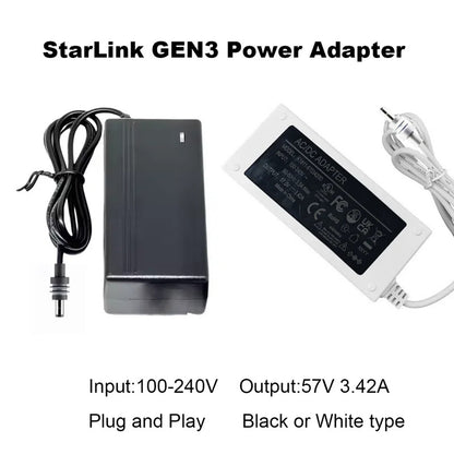 57V 3.42A Power Adapter for Starlink Gen 3 | 2.5M (8.2FT) Ethernet Cable | OEM Charger Cord with US Plug