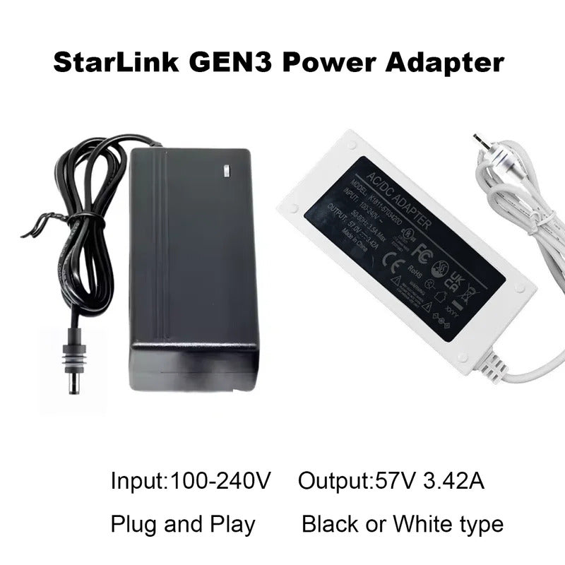 57V 3.42A Power Adapter for Starlink Gen 3 | 2.5M (8.2FT) Ethernet Cable | OEM Charger Cord with US Plug