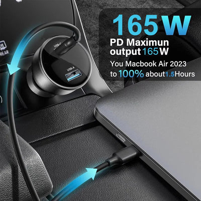 For Starlink Mini PD165W Super Fast Charger | USB-C to DC Cigarette Lighter Power Adapter for Starlink SpaceX Mini